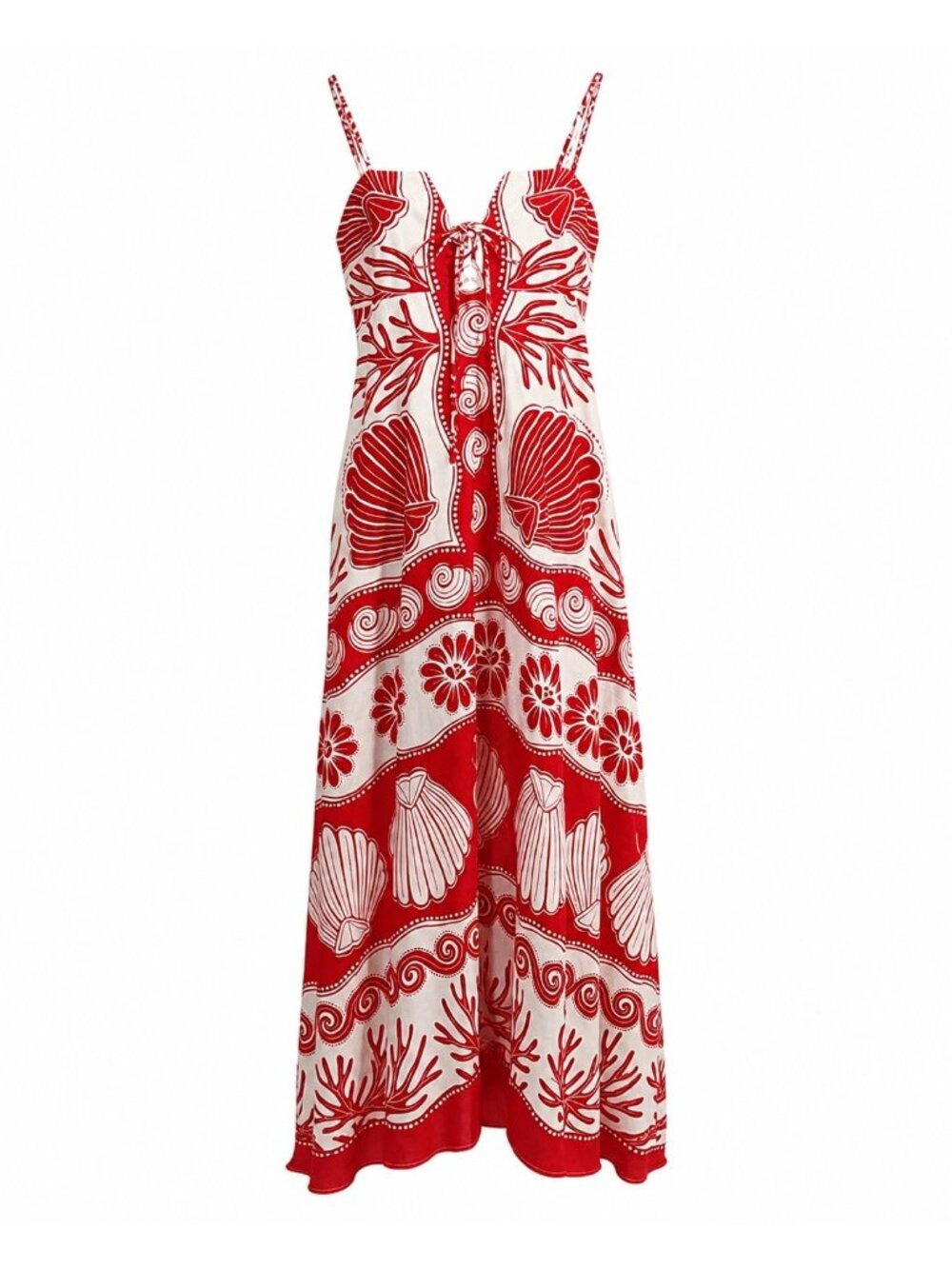 NWT Farm Rio Ainika Shell Print Maxi Dress XS Linen Blend MSRP $248